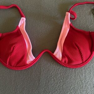 Coquette Red Pink Underwire Bikini Top Swimsuit